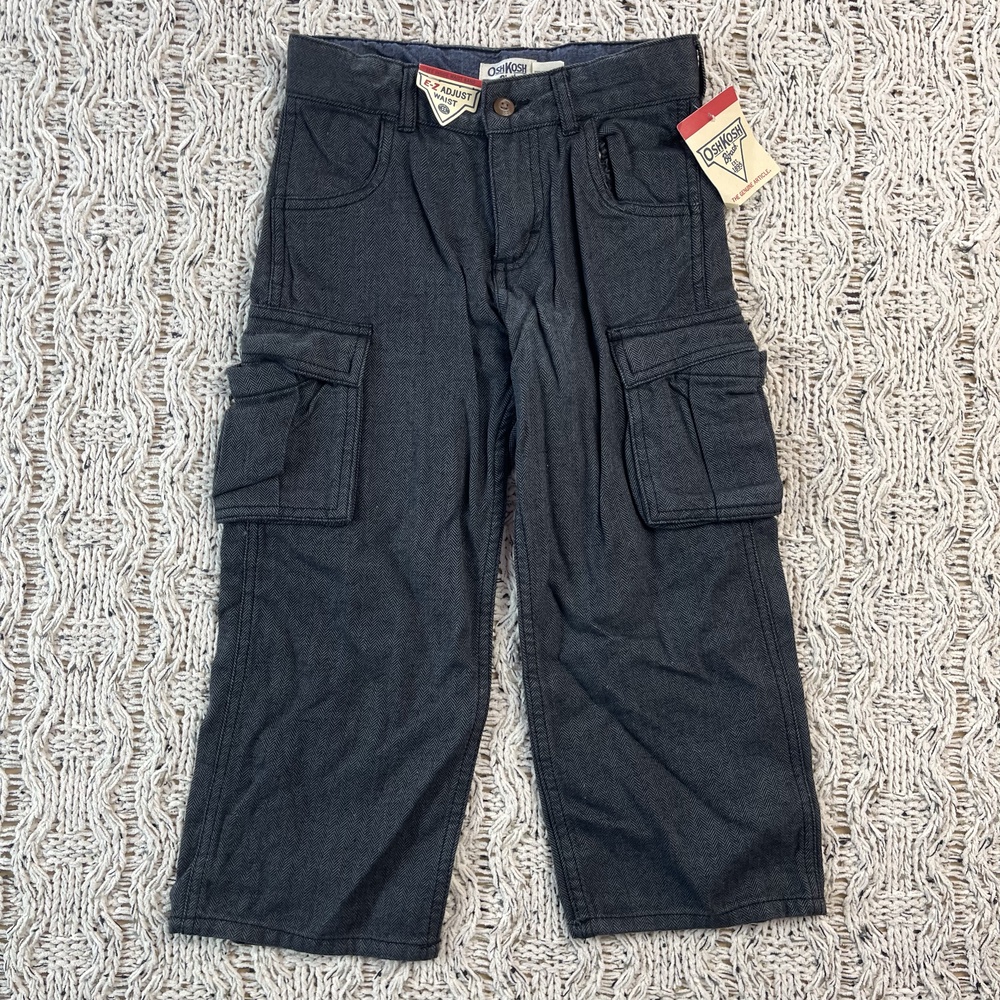 Oshkosh B'gosh Cargo Pants Kids 4T Navy Cotton Pockets Button Closure NWT